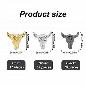 Подвески Голова Быка 50 шт., Ретро Подвески для Ногтей из Сплава, 3D Аксессуары для Ногтей в Стиле Ковбойской Тематики, Металлический Декор для Ногтей Голова Быка для Женщин, Хэллоуин, DIY Украшения для Рукоделия synthetic.ua - Фото 1