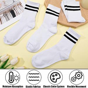 Носки Спортивные Женские с Полосками 39-42 Хлопок (6 пар) synthetic.ua - Фото 1