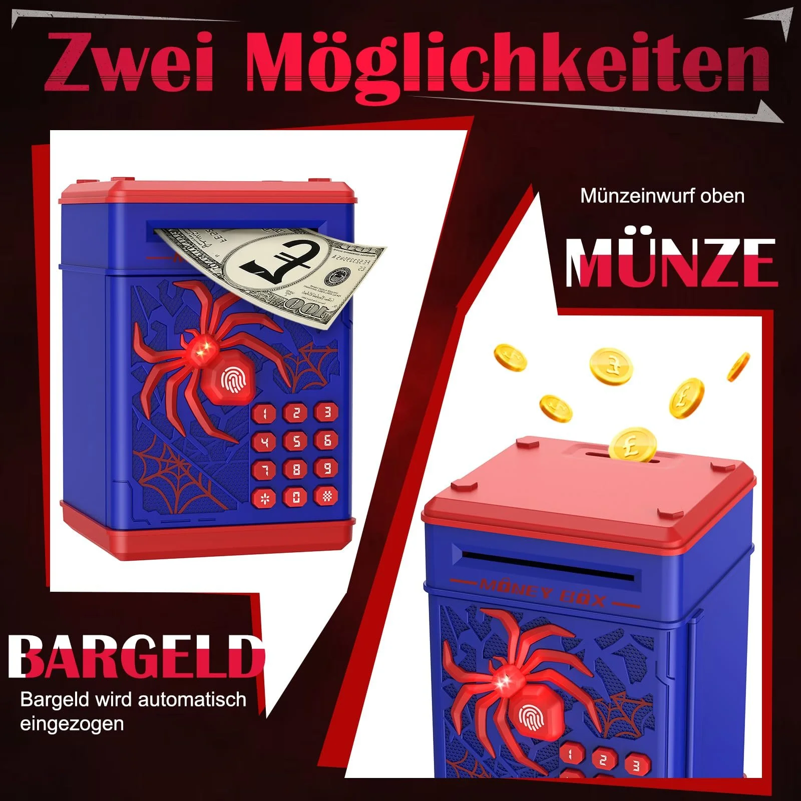 Скарбничка-сейф Spider електронна з кодовим замком та музикою, фото №4