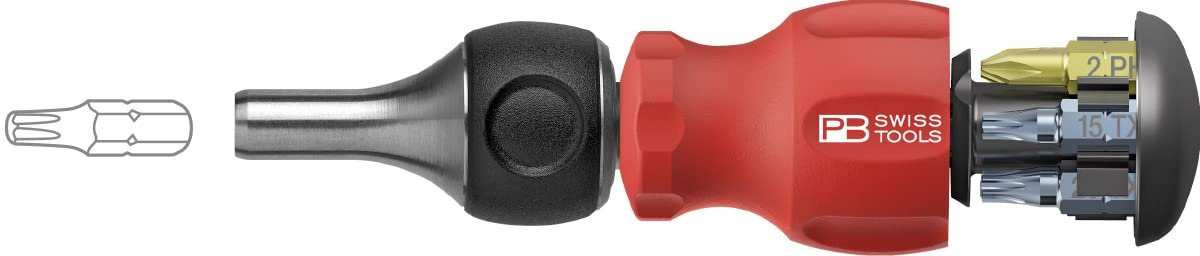 Викрутка тріскачка PB Swiss Tools PB 8453.R-30 Stubby Bit Holder Screwdriver 6 Precision Bits C6 Slotted/Cross/Torx Magnetic Bit Holder, фото №2 Викрутка тріскачка PB Swiss Tools PB 8453.R-30 Stubby Bit Holder Screwdriver 6 Precision Bits C6 Slotted/Cross/Torx Magnetic Bit Holder, фото №2