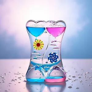 Таймер пісочний годинник рідкий Double Heart Подвійне серце Blue Pink - Фото 1