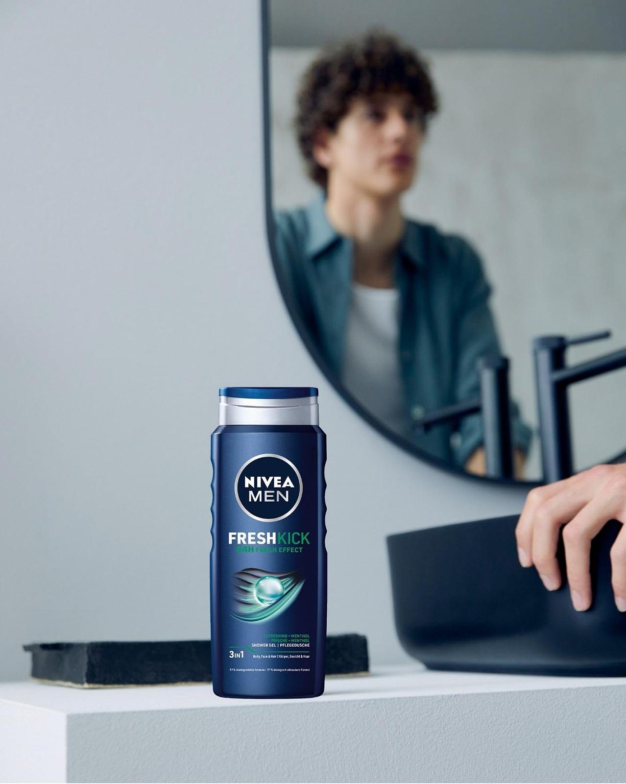 Гель для душу NIVEA MEN Fresh Kick з охолоджуючим ментолом 500 мл (упаковка з 4 шт.), фото №6