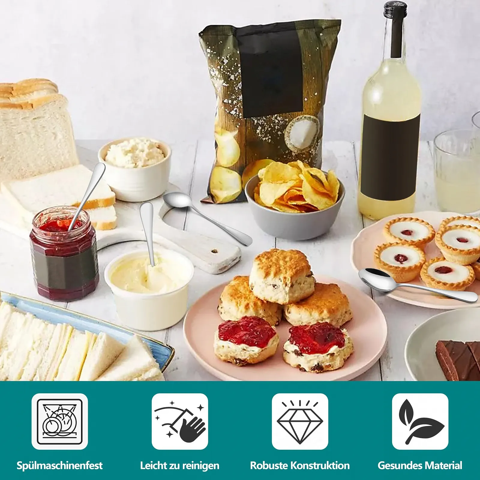 Ложки Homikit для кави, 12 штук, полірована нержавіюча сталь, фото №5