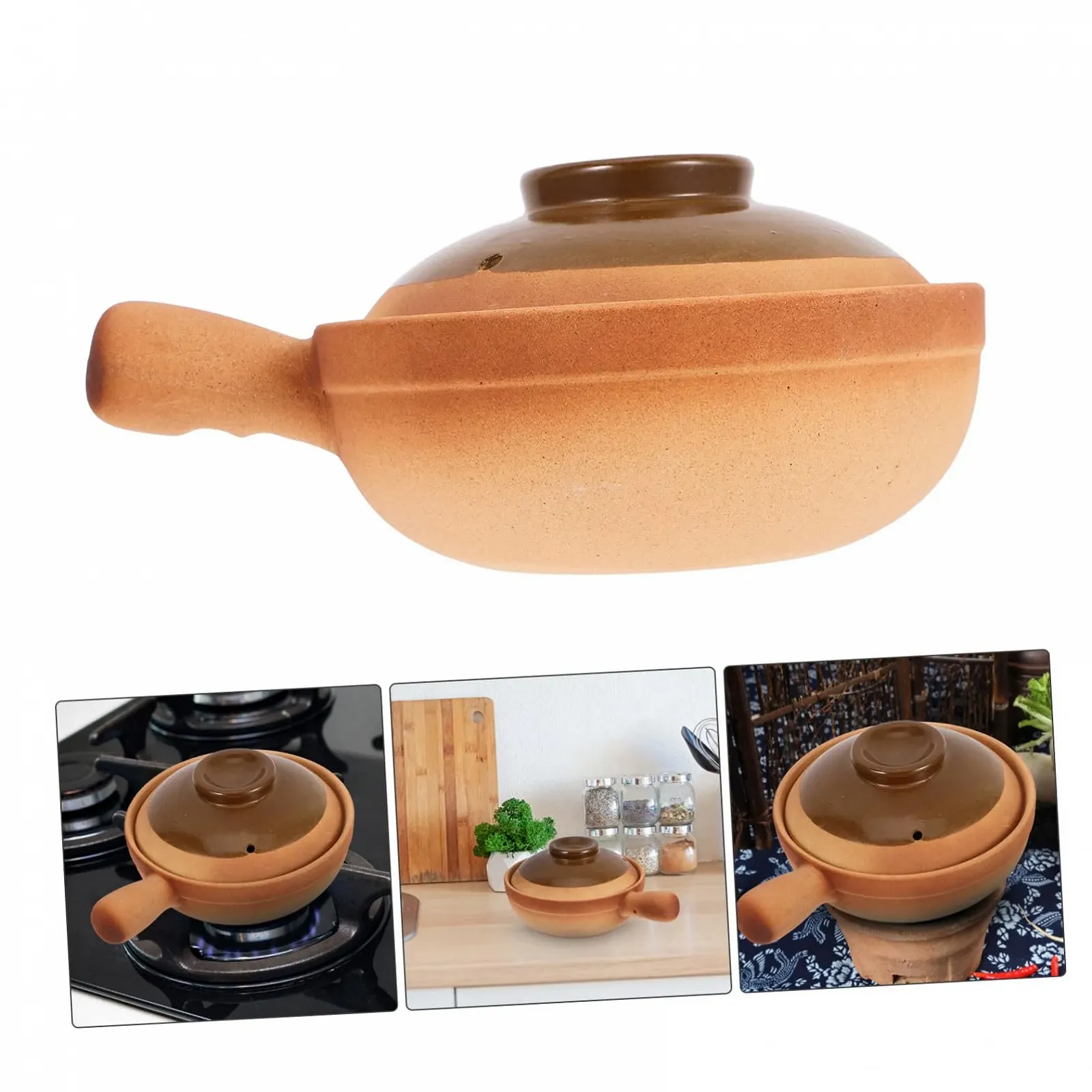 Горщик керамічний традиційний з кришкою та ручкою термостійкий, фото №9