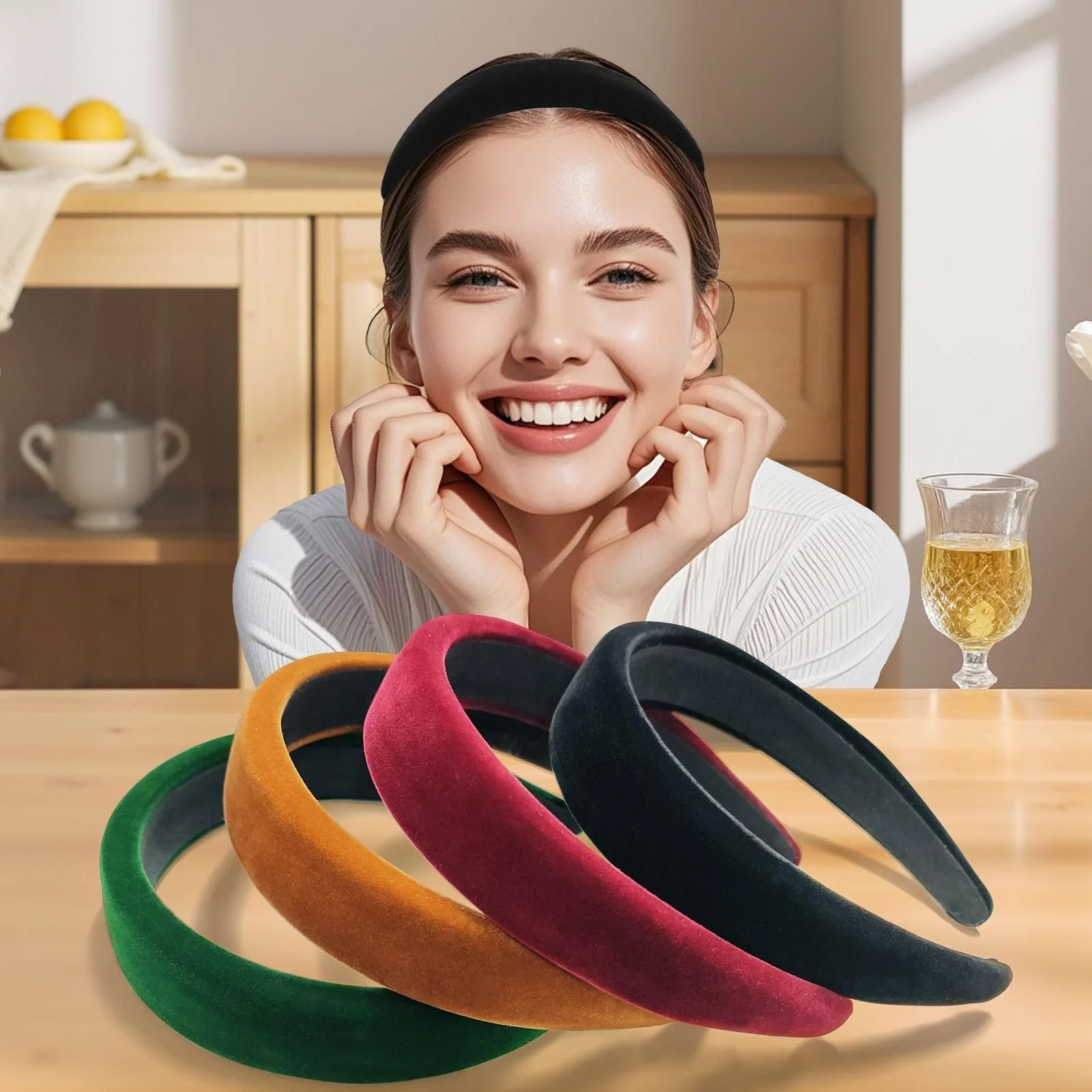 Обруч ZOCONE, оксамитовий, набір 4 шт., широкий, фото №7