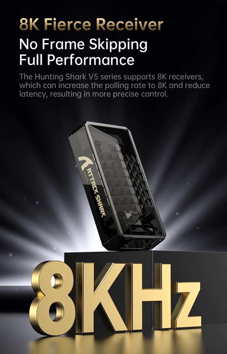 Ігрова мишка Attack Shark V5 White PAW3950MAX 42K DPI 8000Гц 750IPS 50G, фото №13