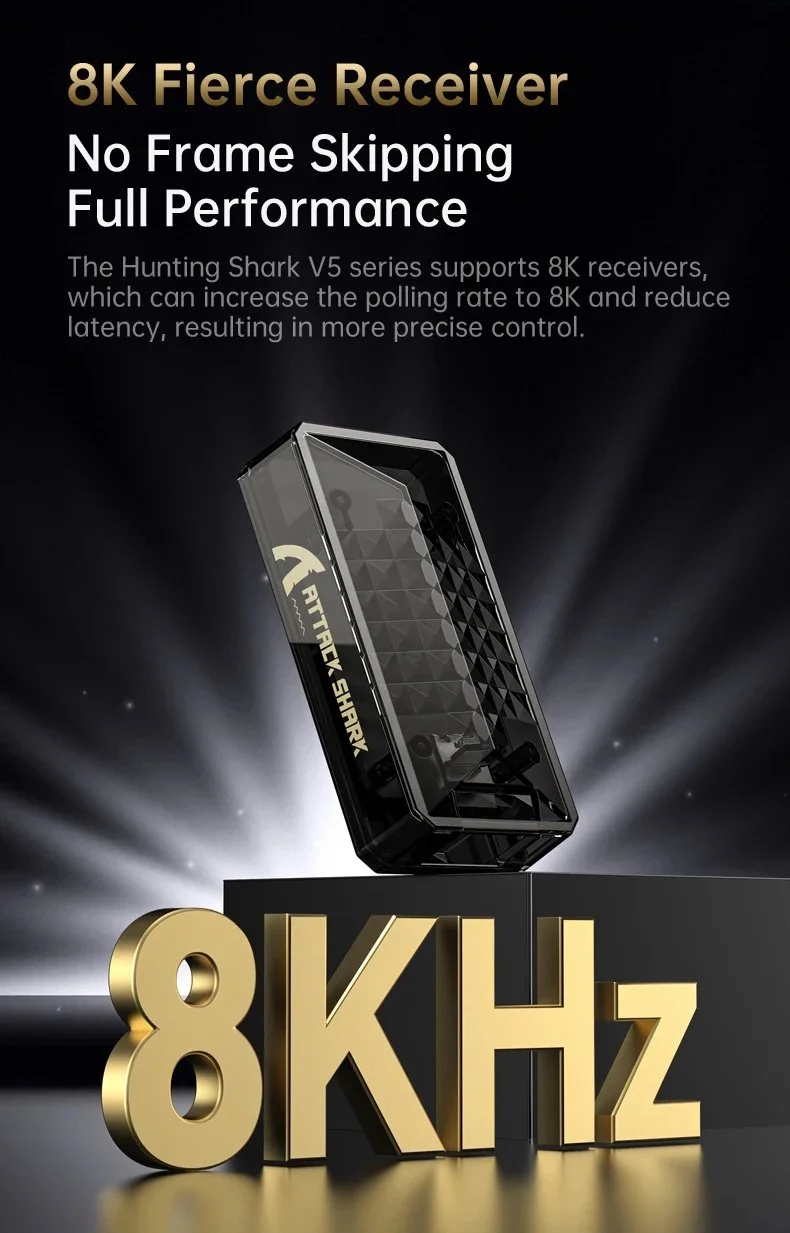 Игровая мышка Attack Shark V5 White PAW3950MAX 42K DPI 8000Гц 750IPS 50G, фото №8