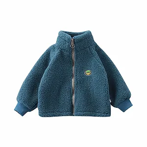 Переходная куртка для мальчиков, малышей и детей, однотонная куртка-пальто на молнии, теплая зимняя флисовая верхняя одежда - Фото 1