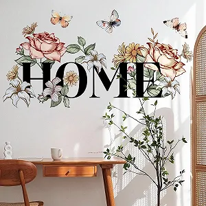 Наклейка на стіну HOME Квіти та метелики самоклеюча водостійка 30 x 60 см - Фото 1