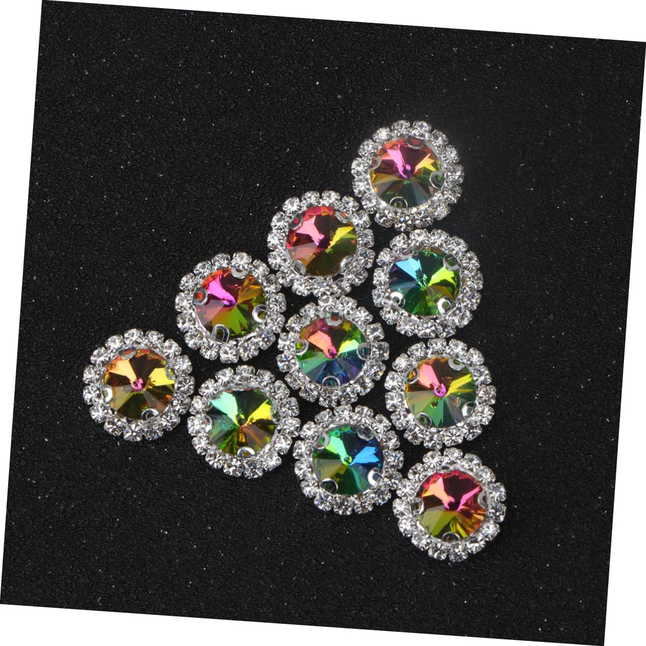 Стразы Плоские Operitacx Круглые Радужные 40 шт для рукоделия, свадебных и праздничных украшений, изготовления ювелирных изделий, чехлов для телефонов, скрапбукинга и прочего, фото №5