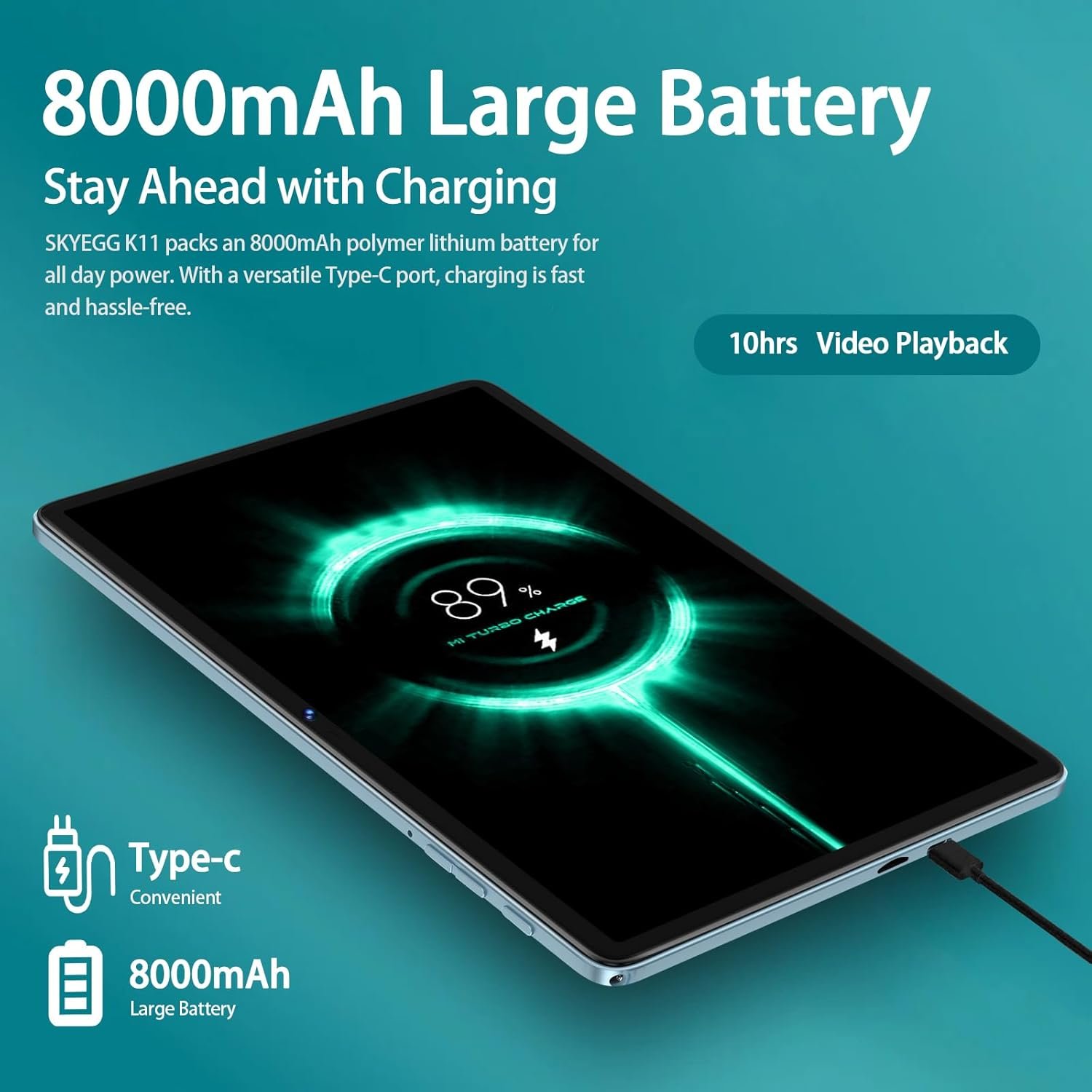 Планшет 10.1" SKYEGG K11 (6+16)/128Gb Android 14 8000 mAh Голубой, фото №6