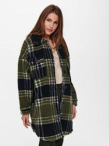 Пальто ONLY NEWCAMILLA TEDDY SHACKET AOP CC OTW 15228399 Kalamata Checks Хаки M synthetic.ua - Фото 1