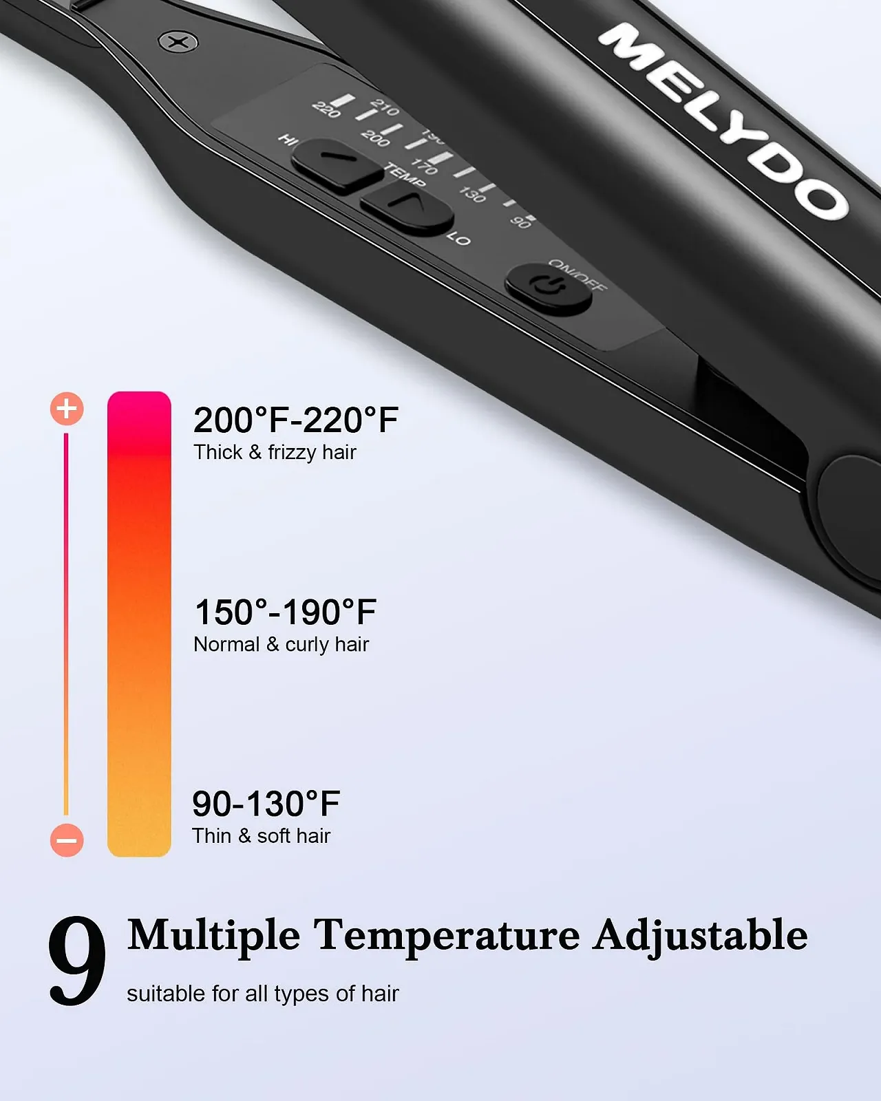 Міні-випрямляч для волосся 2-в-1 MELYDO 3/10 дюйма 90-220°C 15S Fast Heating, фото №4