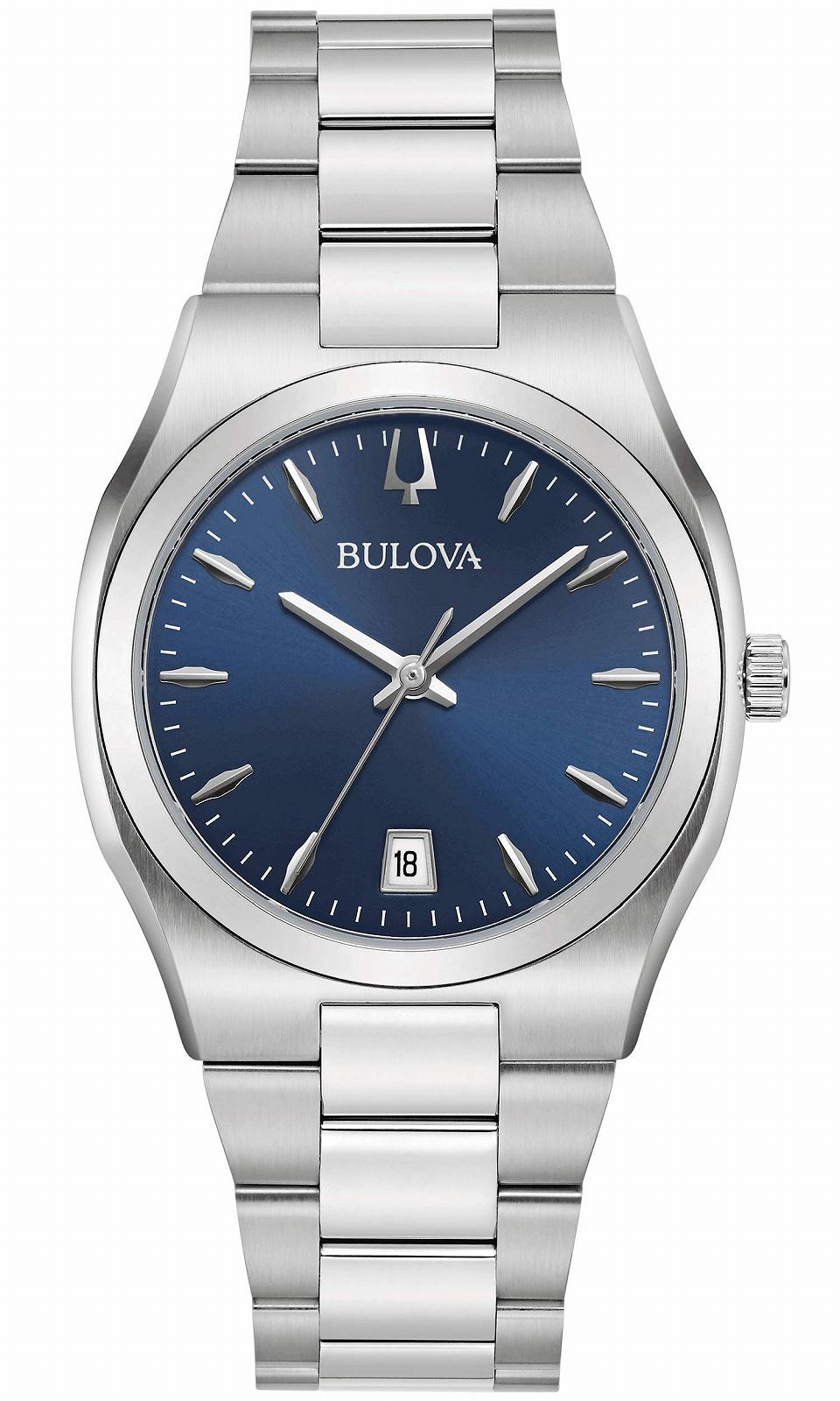 Часы Bulova 96M157 Женские Аналоговые Кварцевые Нержавеющая сталь Серебристый/Синий, фото №1