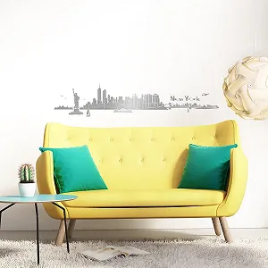 Наклейка на стіну New York Skyline 100 x 20 см Срібляста synthetic.ua - Фото 1