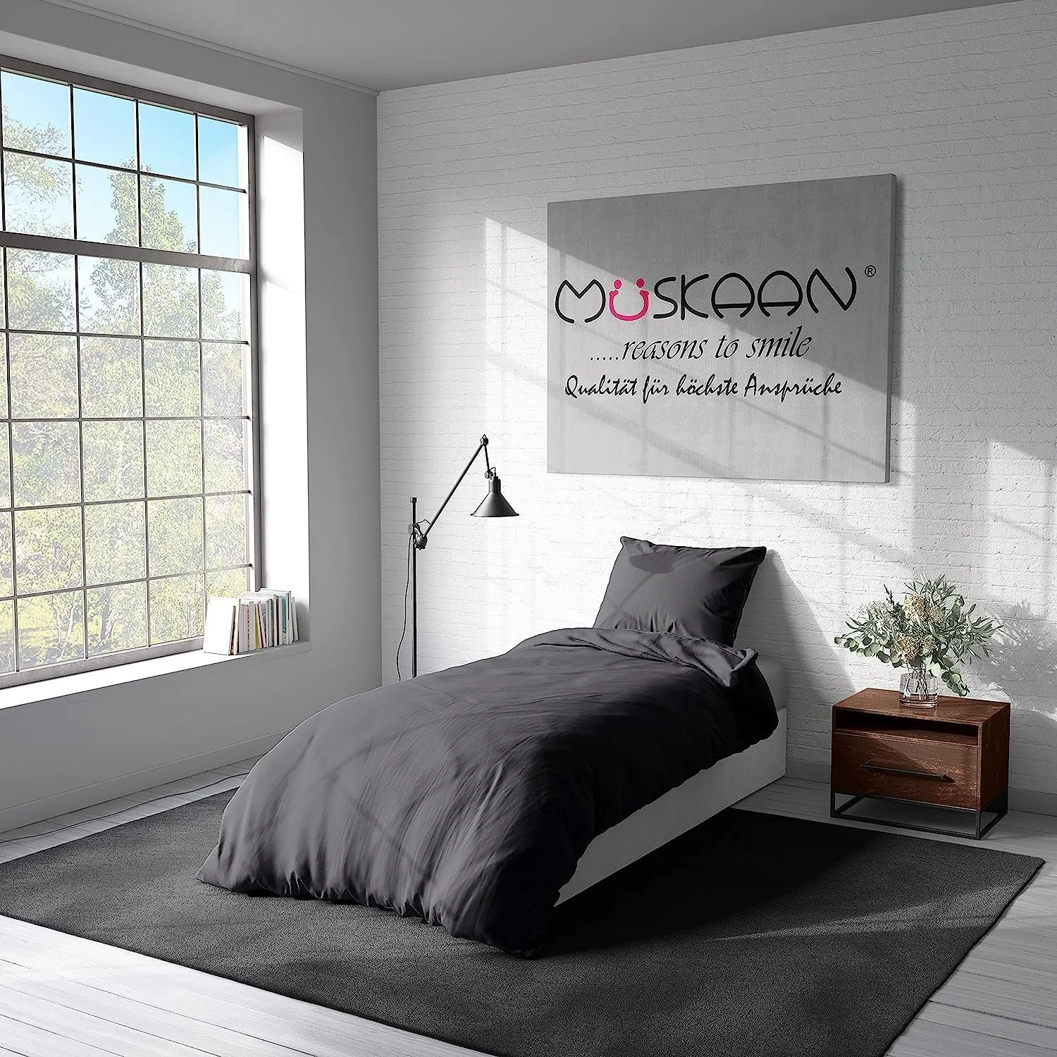 Комплект постільної білизни Visaggio 4 шт. 155 x 220 см мікрофібра однотонний на блискавці антрацит, фото №4