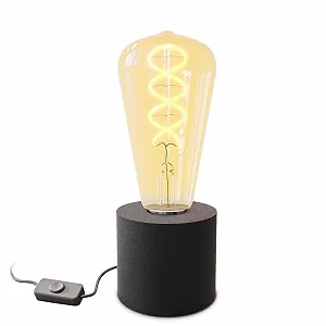 Настільна лампа SSC-LUXon NAMBI Edison Vintage E27 LED з кабелем та вимикачем Чорний матовий synthetic.ua - Фото 1