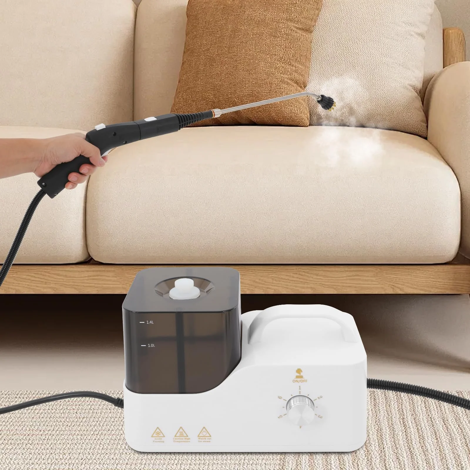 Пароочисник ручний 2600 Вт 3.5 бар 100-120 °C 1.4 л шланг 2.5 м кабель 1.8 м для кухні та авто, фото №5