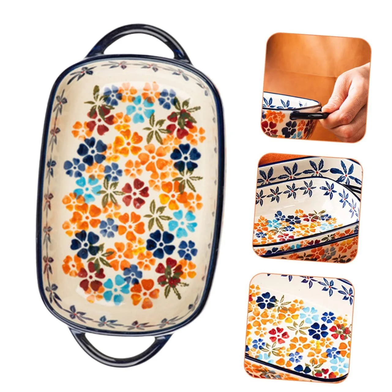 Форма для запекания GLEAVI керамическая с ручками для духовки и микроволновой печи, фото №3