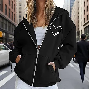 Женская Толстовка на молнии CCOOfhhc с капюшоном Спортивная куртка Флисовая куртка с карманами Легкая куртка-худи Y2k Повседневная куртка с длинными рукавами Уличный стиль Свободный пуловер с капюшоном Пальто synthetic.ua - Фото 1