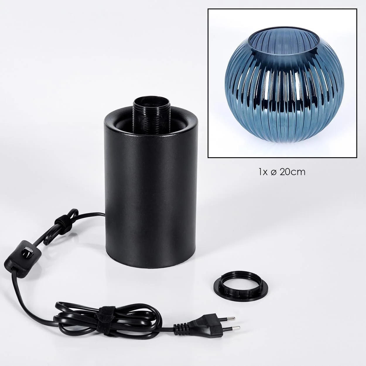 Настільна лампа HOFSTEIN Koyoto E27 металева чорно-синя, фото №6