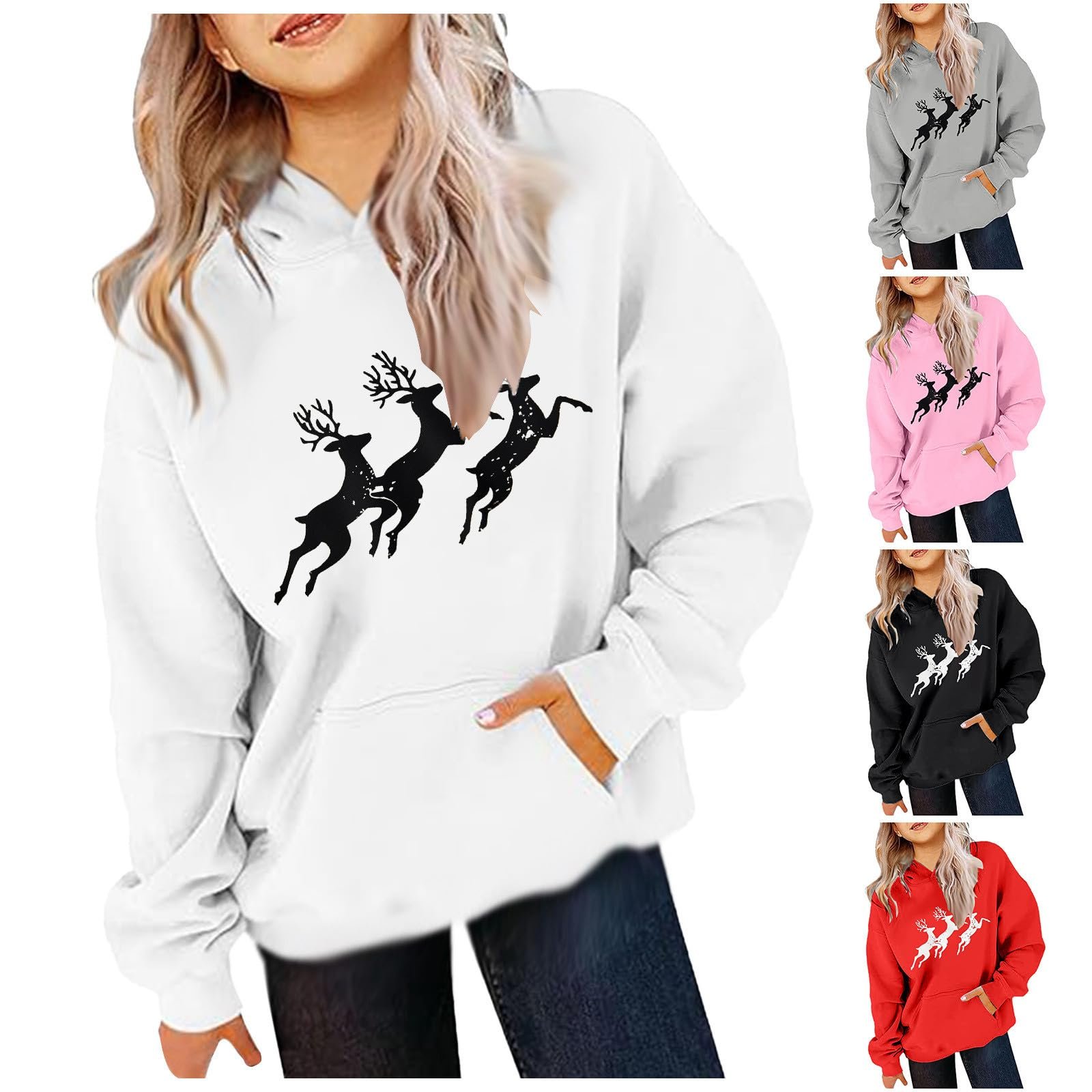 Рождественский джемпер Детский 104 Девочки Свитшот 128 - Рождественская новая детская толстовка Мужская и женская с карманом, детская толстовка с флисом, фото №2