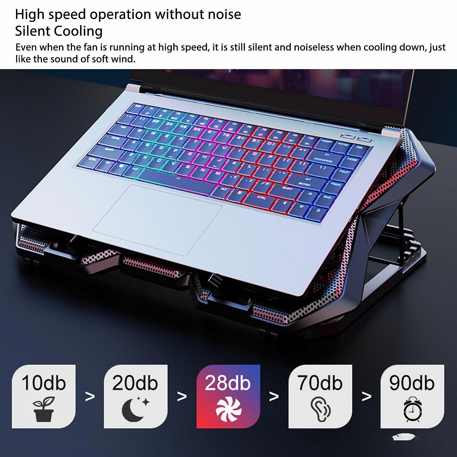 Охлаждающая подставка для ноутбука Pssopp, металлическая сетка с тихими RGB-вентиляторами, 6 регулировок высоты для 19-дюймовых игровых ноутбуков, фото №5 Охлаждающая подставка для ноутбука Pssopp, металлическая сетка с тихими RGB-вентиляторами, 6 регулировок высоты для 19-дюймовых игровых ноутбуков, фото №5