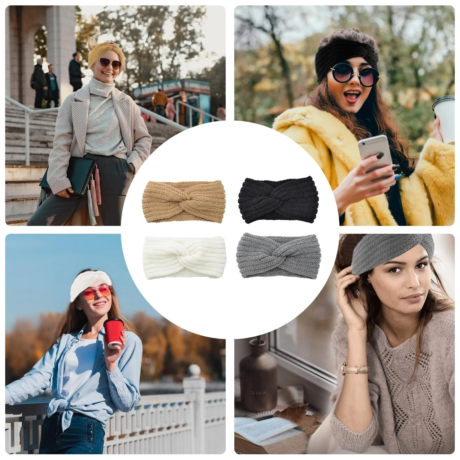 Пов'язка на голову Жіноча В'язана Зимова Тепла для дівчат, фото №7