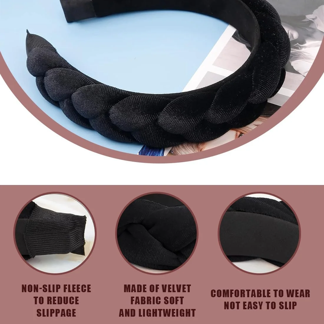 Обруч Оксамитовий Плетений Широкий, фото №2 Обруч Оксамитовий Плетений Широкий, фото №2