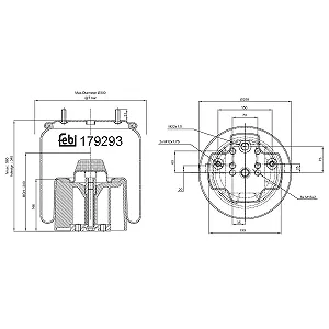 Пневморесора (балон) FEBI BILSTEIN 179293 для BPW - Фото 1