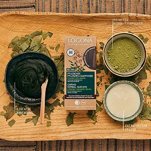 Рослинна Фарба для Волосся LOGONA Naturkosmetik, Веганська Фарба для Волосся у Формі Порошку з Органічною Хною для Насиченого Кольору та Блиску, Кавово-Коричневий (Коричневий), 1 x 100 г synthetic.ua - Фото 1