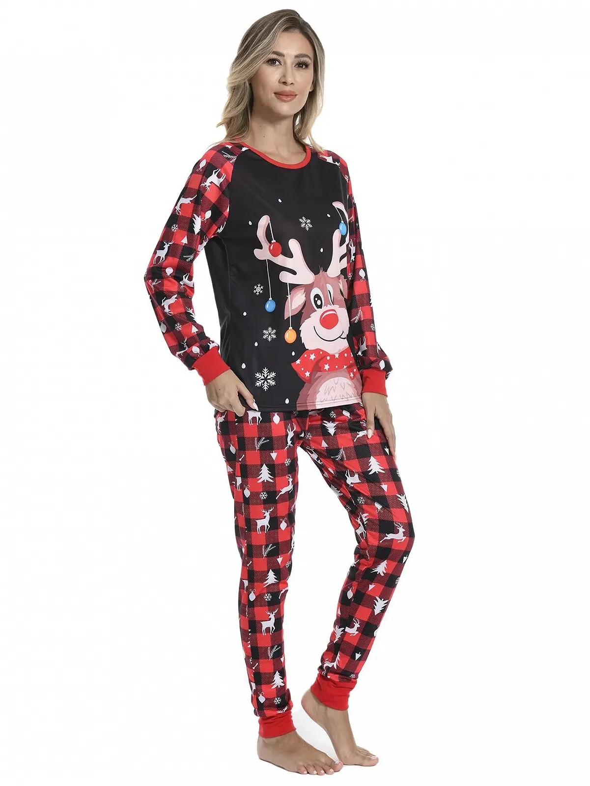 Комплект піжам MyFav Різдвяна Сімейна піжама Лонгслів Топи + Штани, фото №5