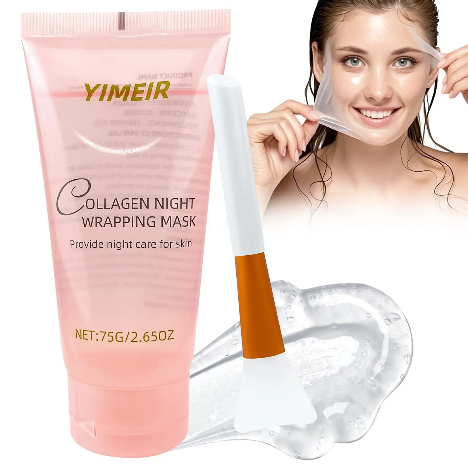 Нічна маска для обличчя Collagen, нічна маска, маска-плівка для обличчя, зміцнення та зволоження, фото №7 Нічна маска для обличчя Collagen, нічна маска, маска-плівка для обличчя, зміцнення та зволоження, фото №7