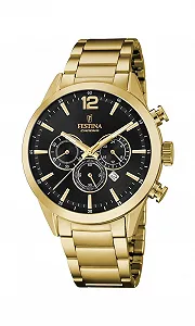 Мужские часы Festina Timeless Chronograph из нержавеющей стали 316L, черный браслет - Фото 1