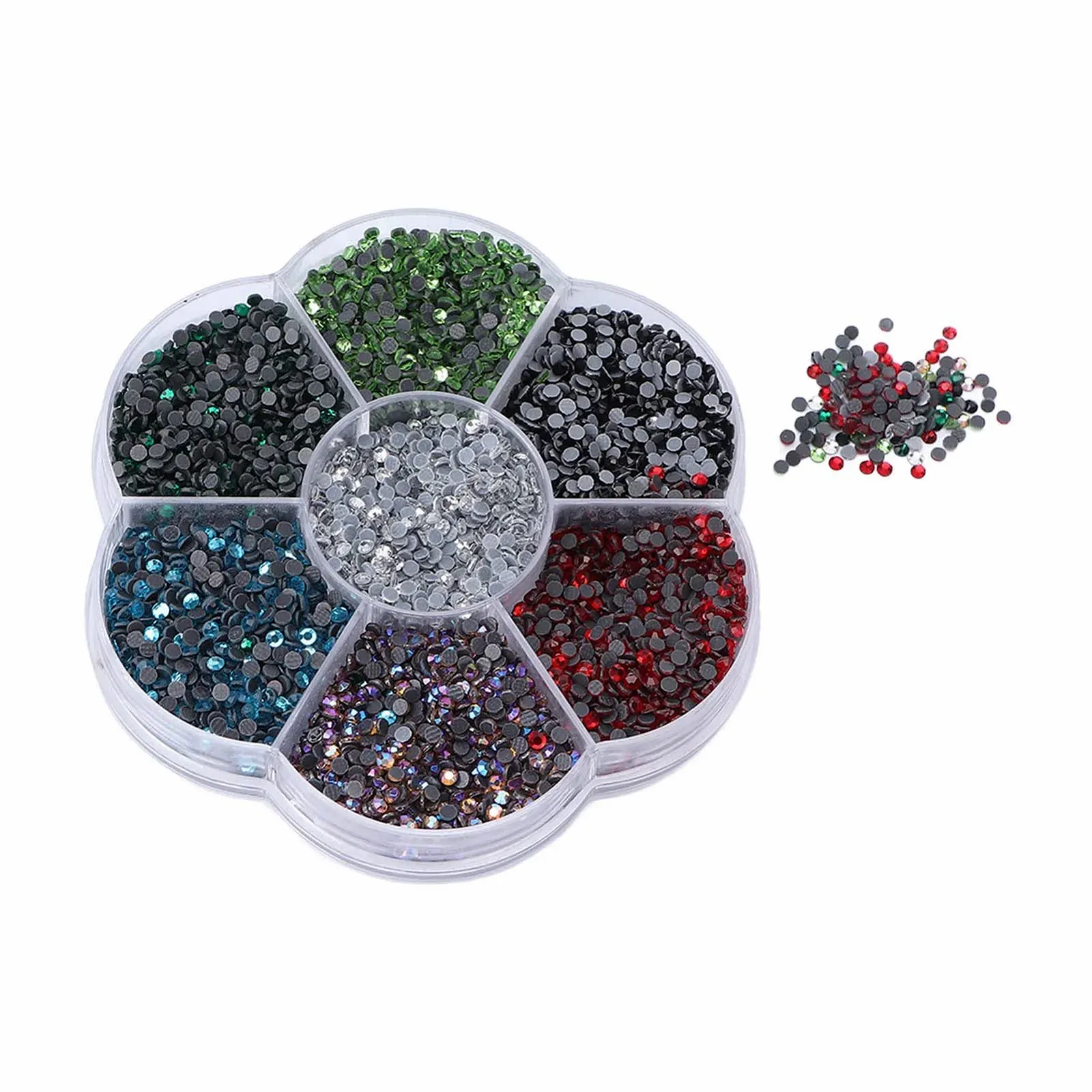 Стрази Плоскі Стрази 10080 шт, Райдужні круглі намистини 7 кольорів Скляні, фото №6 Стрази Плоскі Стрази 10080 шт, Райдужні круглі намистини 7 кольорів Скляні, фото №6