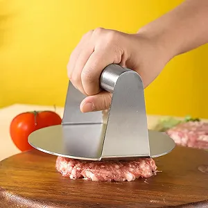 Пресс для бургеров 304 Stainless Steel 5.5 дюйма круглый для выжимания жира пищевой можно мыть в посудомоечной машине synthetic.ua - Фото 1