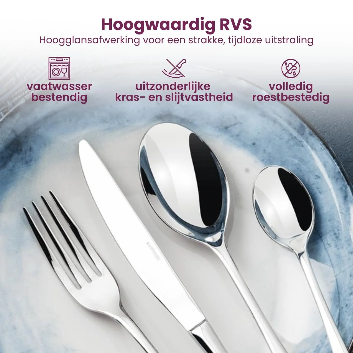 Набір столових приборів з нержавіючої сталі 18/10, 24 предмети, фото №3 Набір столових приборів з нержавіючої сталі 18/10, 24 предмети, фото №3