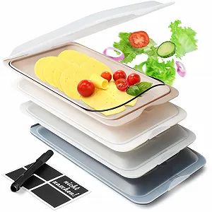 Контейнери для зберігання продуктів у холодильнику Набір 4 шт. Що складаються з крейдяною ручкою та 4 етикетками Monochrome - Фото 1