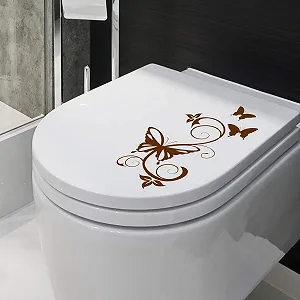 Наклейка на кришку унітазу Wandkings Метелики 30 x 16 см Коричнева synthetic.ua - Фото 1