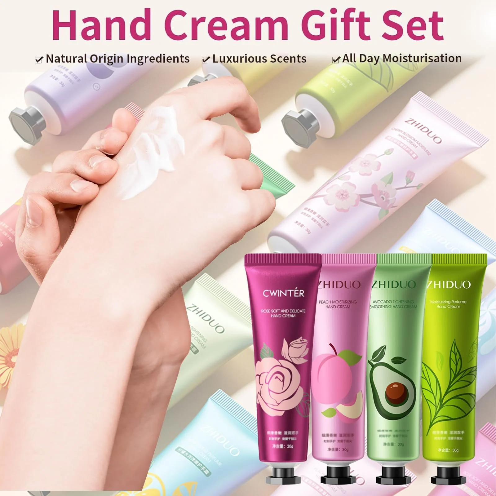 Крем для рук Набор, Увлажняющий крем для рук для очень сухой кожи рук, Нежирный, Увлажняющий, Фруктово-цветочный аромат, Мультиупаковка, Набор лосьонов для ухода за руками для женщин, фото №6 Крем для рук Набор, Увлажняющий крем для рук для очень сухой кожи рук, Нежирный, Увлажняющий, Фруктово-цветочный аромат, Мультиупаковка, Набор лосьонов для ухода за руками для женщин, фото №6