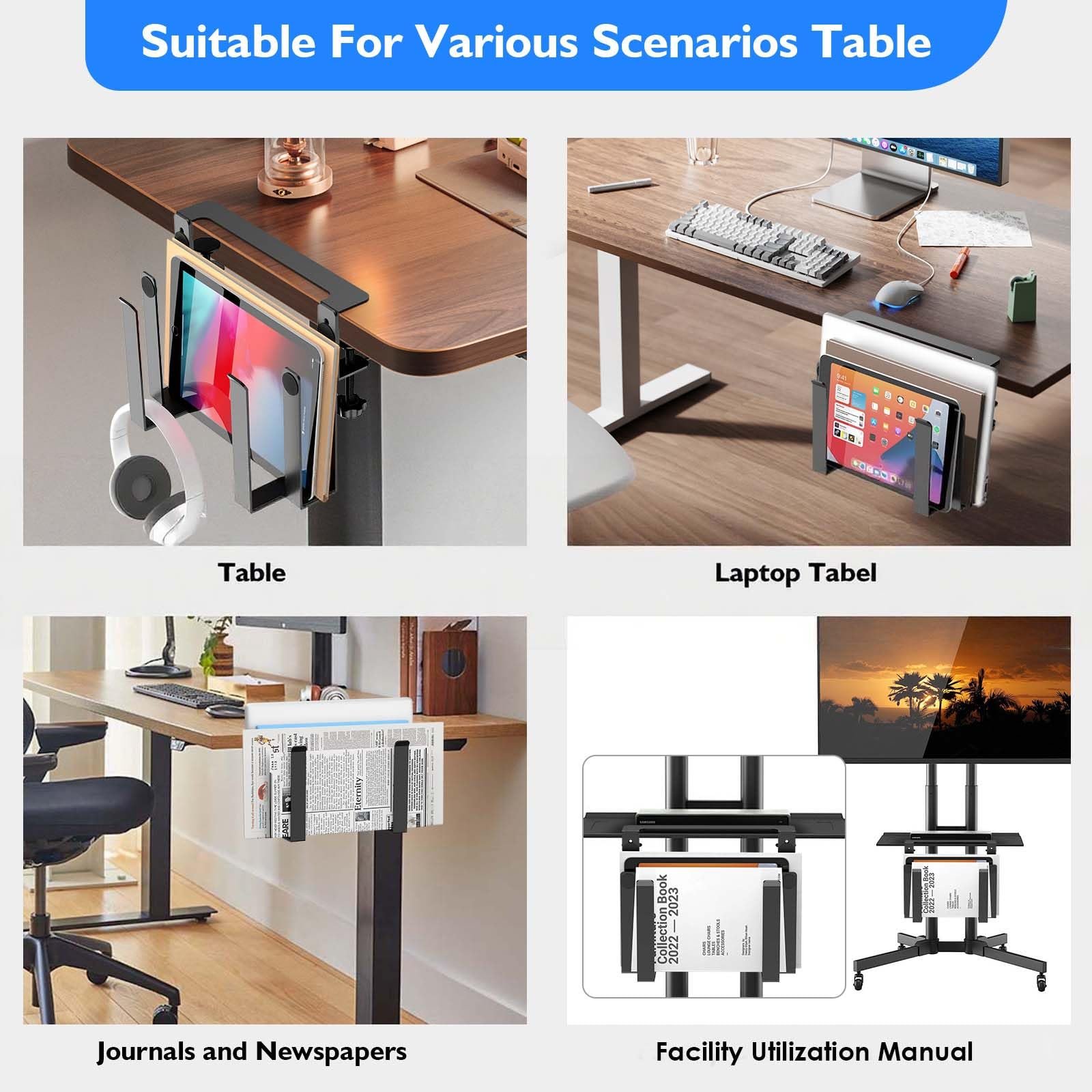 Регулируемая Настольная Подставка для Ноутбука, Вертикальная Подставка для Ноутбука, Подставка для Ноутбука без Сверления, Подвесная Подставка для Ноутбука, Настольное Хранение для Документов Pro (Двойной Слой), фото №8