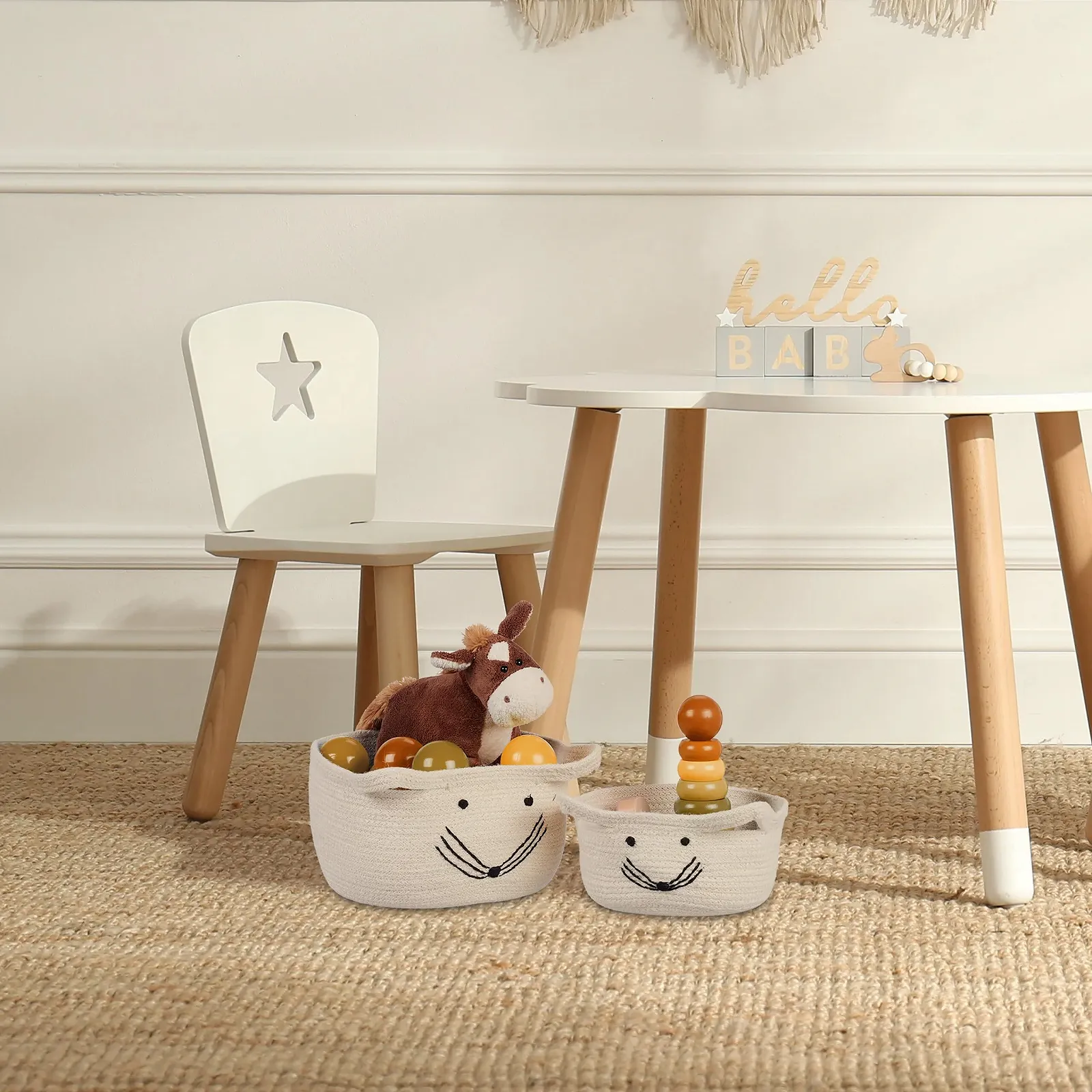 Комплект корзин для хранения, 3 шт. Relaxdays Мышка Белый/Черный, фото №2