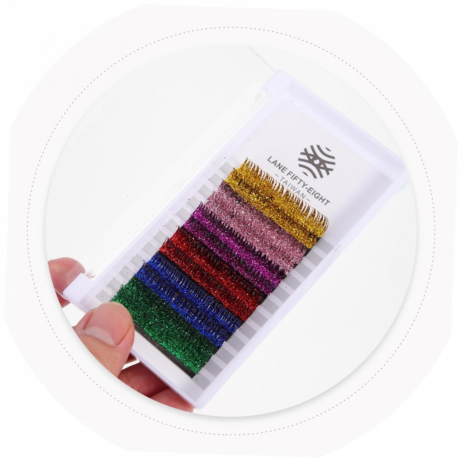 6 Пар Блискучі Накладні Вії Кольорові Блискучі Вії Накладні Косплей Вії Довгі Вії З Об'ємом Набір Волокон, фото №4