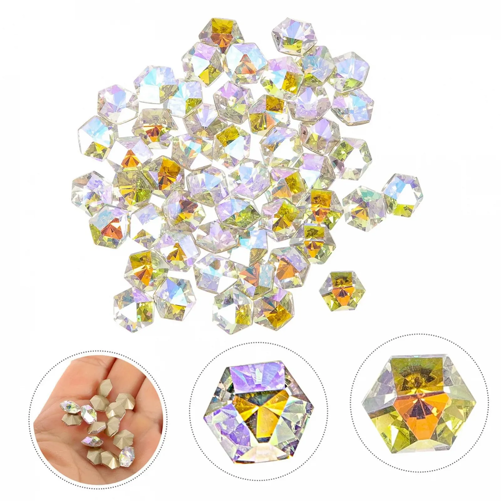 Шестигранные стразы для ногтей Healeved, 50 шт., фото №9