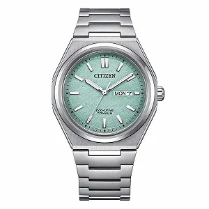 Часы Мужские Solotempo Citizen Super Titanium AW0130-85M Eco Drive Turquoise Background - Фото 1
