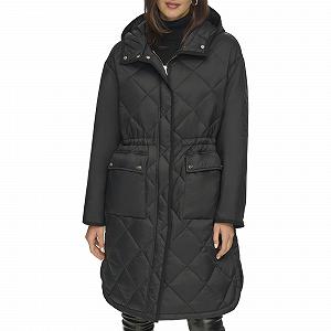 Жіноче пальто DKNY стьобане на ґудзиках довге synthetic.ua - Фото 1