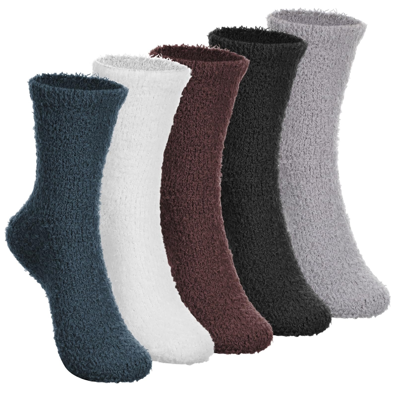 Носки Женские Пушистые 5 пар Цвет: белый, светло-серый, черный, темно-серый, коричневый, фото №8