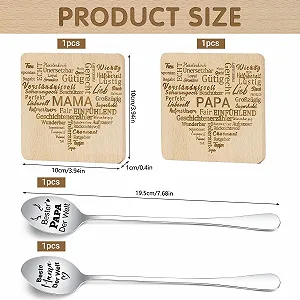 Ложка для кофе, набор из 2 деревянных подставок, лучшая мама и папа в мире synthetic.ua - Фото 1