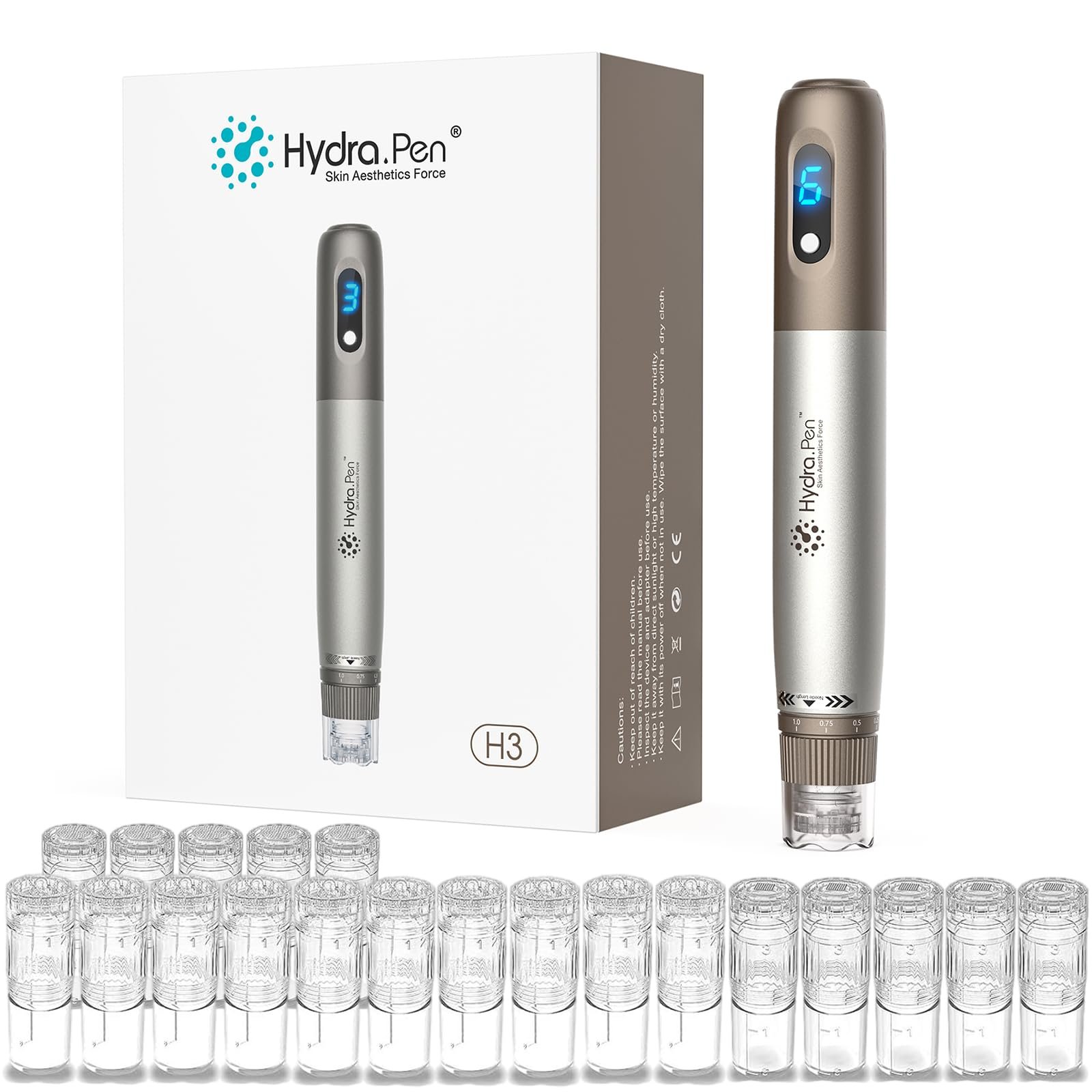 Ручка для микронидлинга Hydra Pen H3 Профессиональный аппликатор сыворотки Micro Needle Machine с 22 сменными насадками Derma Stamp (12 x 12 Pins + 5 x Nano HR + 5 x Nano HS), фото №1