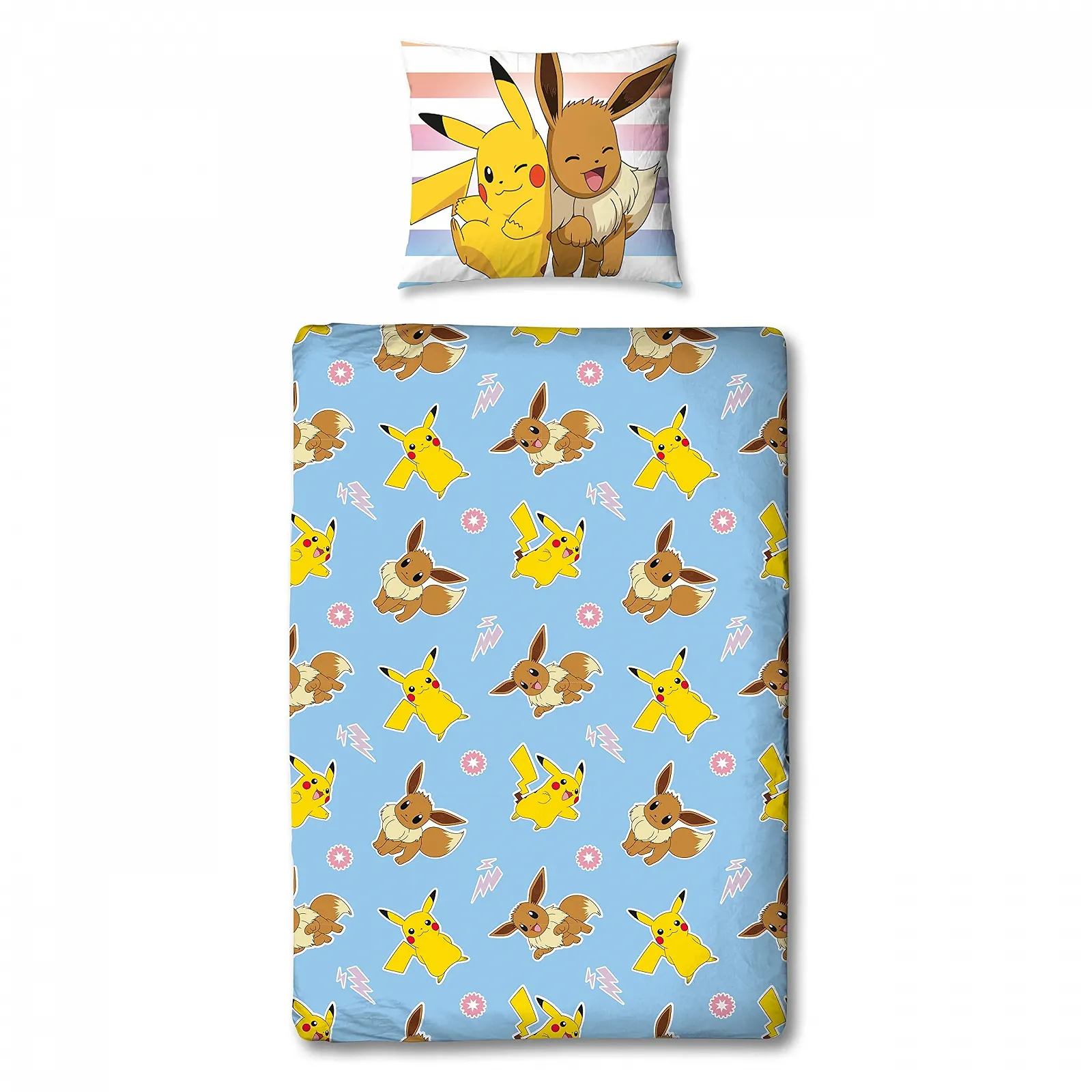 Комплект детского постельного белья Pokemon Pikachu 135 x 200 см 80 x 80 см 100% хлопок Linon Светло-голубой, фото №4